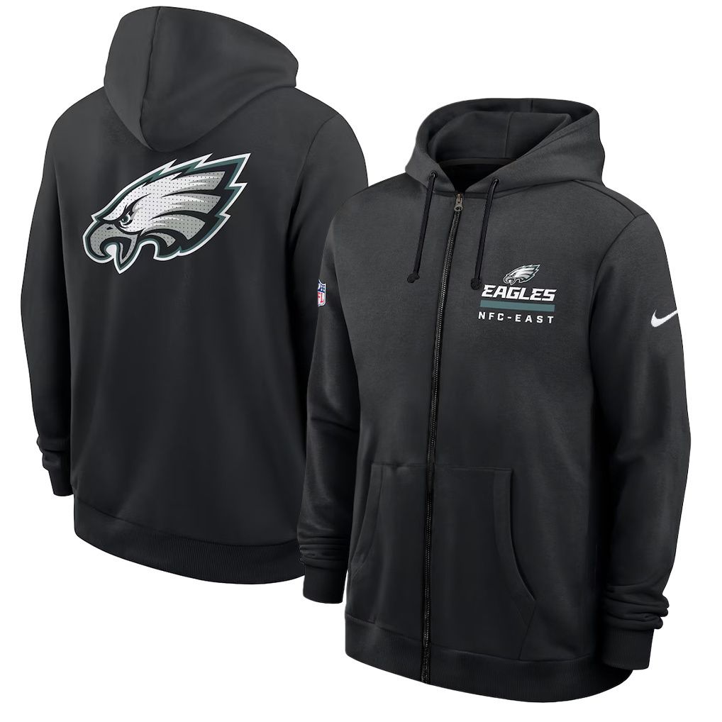 Men 2026 NFL Philadelphia Eagles zip-up hoodie black 01->detroit lions->NFL Jersey